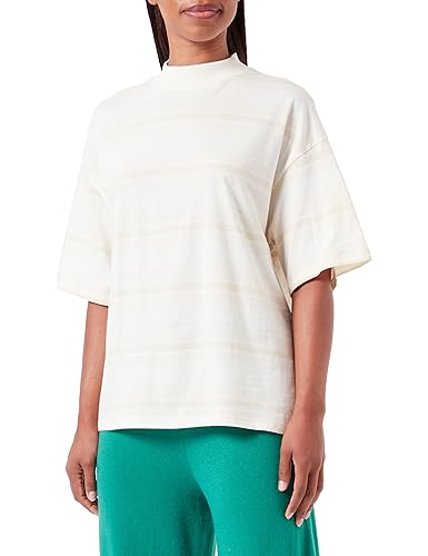 United Colors of Benetton Damen 3trhd104u T-Shirt, Streifen Cremeweiß und Beige 66 m, Small von United Colors of Benetton