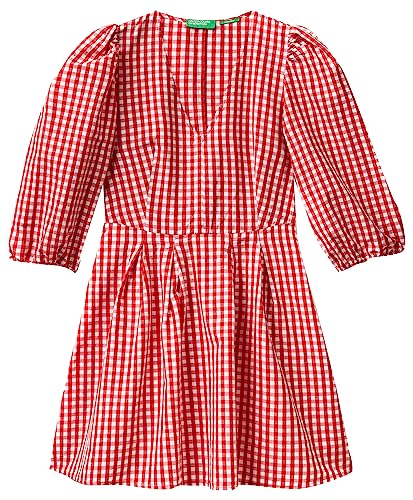 United Colors of Benetton Damen 4ycndv04t Kleid, Rot kariert 911, X-Large von United Colors of Benetton