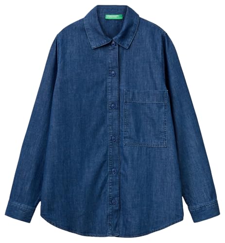 United Colors of Benetton Damen 5fv6dq096 Hemd, blau, X-Small von United Colors of Benetton