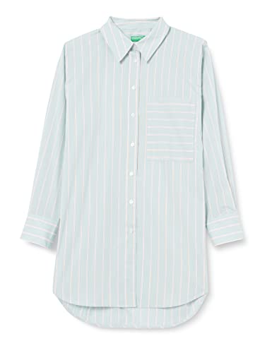 United Colors of Benetton Damen 5ohedq033 Hemd, Hellgrün Muster Streifen 903, Large von United Colors of Benetton