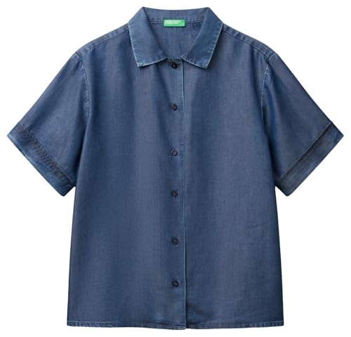United Colors of Benetton Damen Camicia 5khndq0bw Hemd, blau, Large von United Colors of Benetton