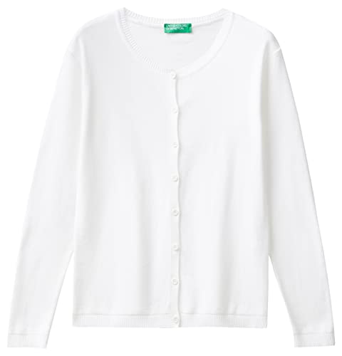 United Colors of Benetton Damen Maglia COREANA M/L 1091D5558 Cardigan Sweater, Bianco Ottico 101, L von United Colors of Benetton