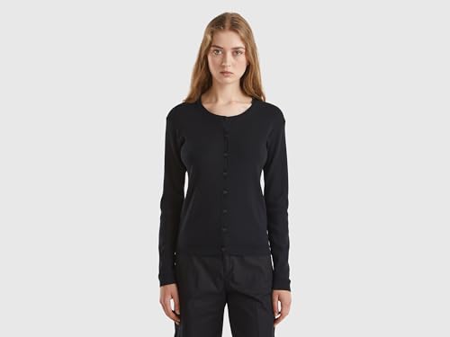 United Colors of Benetton Damen Maglia COREANA M/L 1091D5558 Cardigan Sweater, Nero 100, XS von United Colors of Benetton