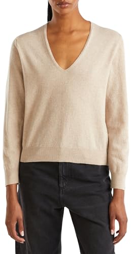 United Colors of Benetton Damen Maglia Scollo V M/L 1002d401y Pullover, beige, L von United Colors of Benetton