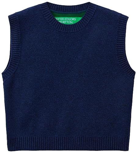 United Colors of Benetton Damen Maschenweite G/C S/M 1135E106o Pullunder, Dunkelblau 73c, L von United Colors of Benetton