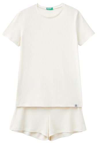 United Colors of Benetton Damen Pig(T-Shirt+Short) 32wa3p03a Pyjamaset, Weiß, L von United Colors of Benetton
