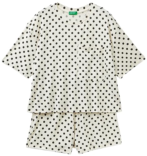 United Colors of Benetton Damen Pig (t-Shirt+Short) 387s3p025 Pyjamaset, Bianco Panna A Pois 61d, L von United Colors of Benetton