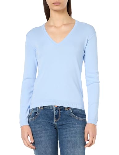 United Colors of Benetton Damen T-Shirt V-Ausschnitt M/L 1091D4625 Pullover, Hellblau 2k3, L von United Colors of Benetton