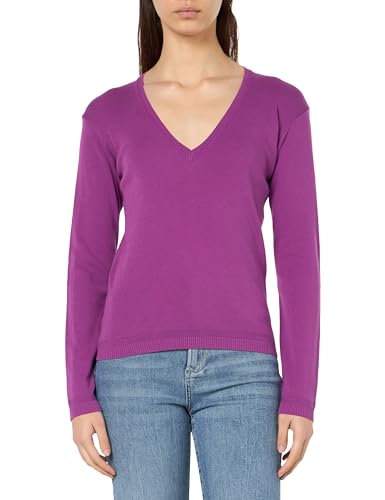 United Colors of Benetton Damen T-Shirt V-Ausschnitt M/L 1091D4625 Pullover, Violett 007, M von United Colors of Benetton