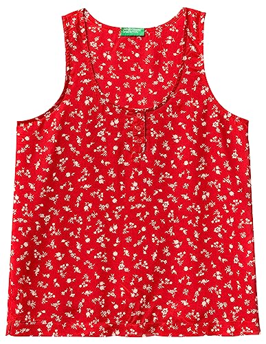 United Colors of Benetton Damen Tanktop 5uefdh007 Unterhemd, Rot mit Blumenmuster 77e, Large von United Colors of Benetton