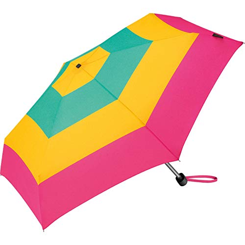 United Colors of Benetton Damen Taschenschirm Handöffner Block Stripes Gelb-Grün-Pink von United Colors of Benetton
