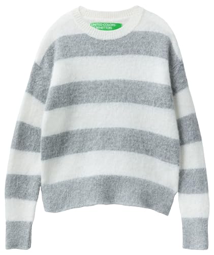 United Colors of Benetton Damen Trikot G/C M/L 1026E107J Pullover, Weiß und Grau 64h, L von United Colors of Benetton