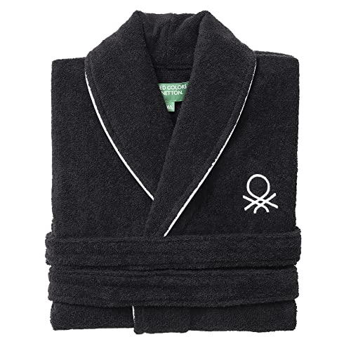 United Colors of Benetton Herren Be177 Bademantel L XL 360 g m 100 Baumwolle Schwarz Wei , Schwarz, L-XL EU von United Colors of Benetton