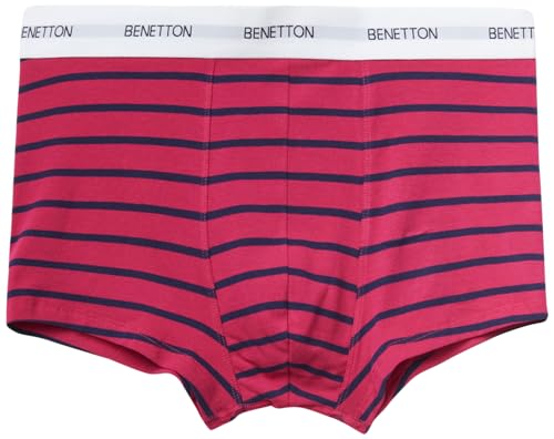 United Colors of Benetton Herren Boxer 3TTU2X00M Retroshorts, Righe Rosso Magenta e Blu Scuro 66C, S von United Colors of Benetton