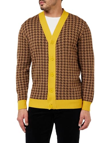 United Colors of Benetton Herren M/L 1135k600n Strickjacke, Pied De Poule Braun und Beige und Ockergelb 0d6, Medium von United Colors of Benetton