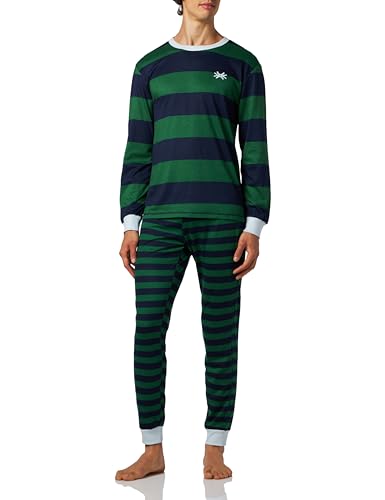 United Colors of Benetton Herren Pig (Trikot + Hose) 3zth4P01o Pyjamaset, Righe Verde Bosco E Blu Scuro 65h, L von United Colors of Benetton