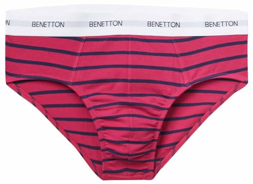 United Colors of Benetton Herren Slip 3TTU2S00A Funktionsunterwäsche, Righe Rosso Magenta e Blu Scuro 66C, XL von United Colors of Benetton