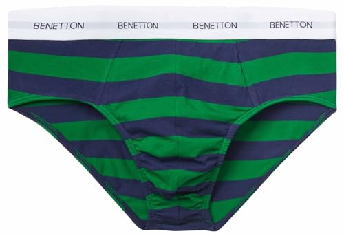 United Colors of Benetton Herren Slip 3TTU2S00A Funktionsunterwäsche, Righe Verde Bosco e Blu Scuro 65K, XL von United Colors of Benetton