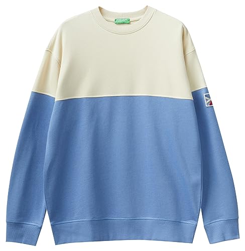 United Colors of Benetton Herren Trikot G/C M/L 3J68U106e Sweatshirt, Zuckerpapier und cremeweiß 903, L von United Colors of Benetton