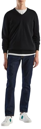 United Colors of Benetton Herren Trikot V-Ausschnitt M/L 1098u4486 Pullover, Schwarz 100, Small von United Colors of Benetton