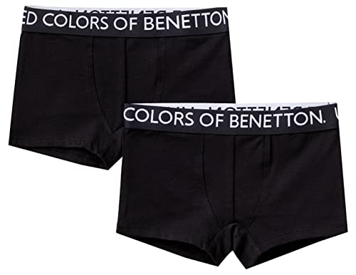 United Colors of Benetton Jungen 2 Boxershorts 3mc10x230 Unterwäsche-Set, Schwarz 901, L von United Colors of Benetton