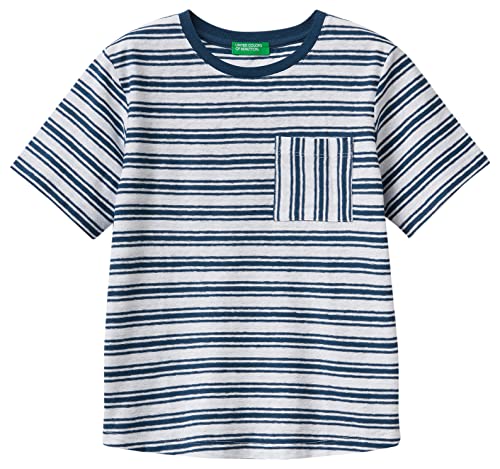 United Colors of Benetton Jungen 3a2cg108u T-Shirt, Mehrfarbig gestreift weiß und blau 912, 2 Jahre von United Colors of Benetton