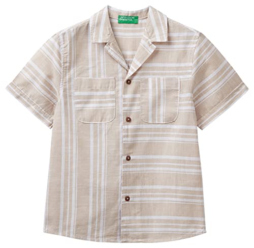 United Colors of Benetton Jungen 5jkccq01j Hemd, Streifen Beige und Weiß 920, 170 cm von United Colors of Benetton