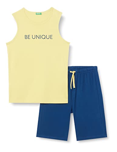 United Colors of Benetton Jungen COMP(T-Shirt+Short) 3096CK005 Hose, Giallo Lime 35L, XXL von United Colors of Benetton
