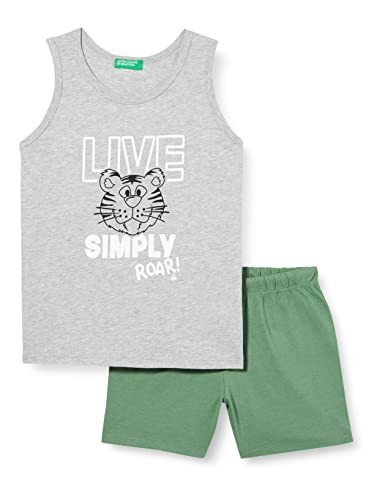 United Colors of Benetton Jungen Comp(Canotta+Short) 3096gk002 Hose, Melange Light Grey Verde 501, 74 von United Colors of Benetton