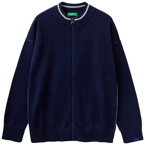 United Colors of Benetton Jungen Jacke M/L 12cdq5438 Strickjacke, Blu Scuro 252, 140, 140 cm von United Colors of Benetton