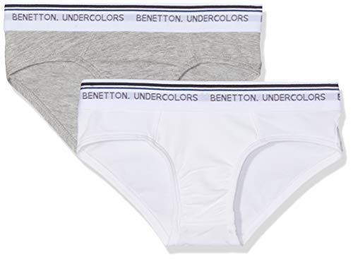 United Colors of Benetton Jungen Lutk Basic 1 Boxershorts, Mehrfarbig (Grigio Melange/Bianco 501), 160 (Herstellergröße: EL) von United Colors of Benetton