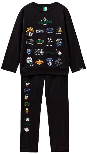 United Colors of Benetton Jungen Pig(Maglia+Pant) 3VR50P055 Pyjamaset, Nero 100, XS von United Colors of Benetton