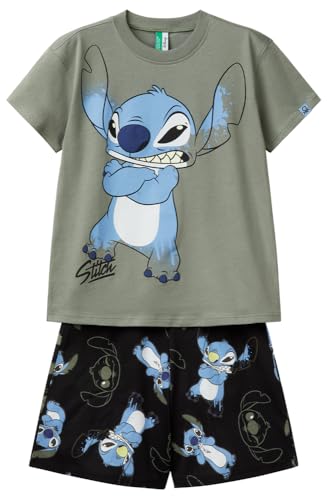 United Colors of Benetton Jungen Pig(t-Shirt+Short) 30960p08h Pyjamaset, grün, L von United Colors of Benetton