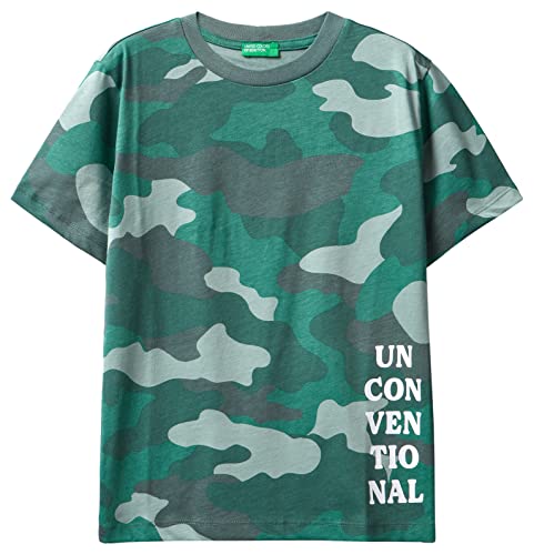 United Colors of Benetton Jungen T 31U9C10A4 Kurzarm Shirt, Multicolore a Fantasia Verde 65V, S von United Colors of Benetton