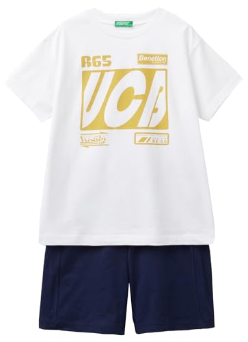 United Colors of Benetton Jungen comp(t-Shirt+Short) 3096ck00a Hosen, Weiß, 122 cm von United Colors of Benetton
