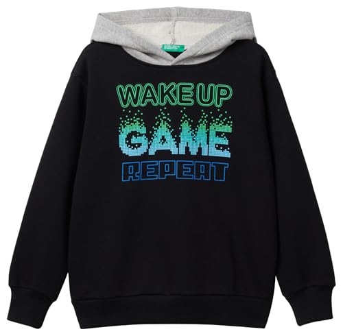 United Colors of Benetton Kinder und Jugendliche C/CAPP. M/L 3 Panc204a Kapuzenpullover, Schwarz, 130 cm von United Colors of Benetton