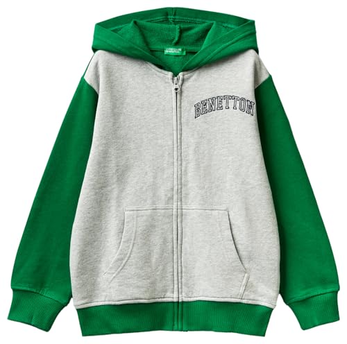 United Colors of Benetton Kinder und Jugendliche C/CAPP. M/L 3J68C502J Kapuzenpullover, Grigio E Verde 901, 160 cm von United Colors of Benetton