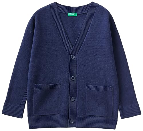 United Colors of Benetton Kinder und Jugendliche Cardigan M/L 10cvc600l Strickjacke, Blu Scuro 252, 140 cm von United Colors of Benetton