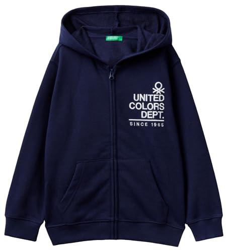 United Colors of Benetton Kinder und Jugendliche Jacke C/Kappe M/L 3J68C503X Strickjacke, blau, 120 cm von United Colors of Benetton