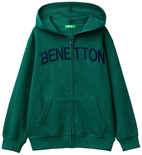 United Colors of Benetton Kinder und Jugendliche Jacke C/Kappe M/L 3J68C503X Strickjacke, grün, 120 cm von United Colors of Benetton