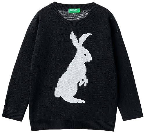 United Colors of Benetton Kinder und Jugendliche Maschenweite G/C M/L 1094h1016 Pullover, Nero 100, 4 Jahre von United Colors of Benetton