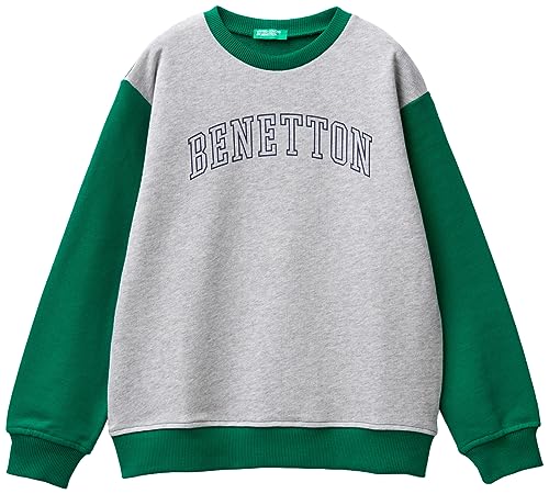 United Colors of Benetton Kinder und Jugendliche Maschenweite G/C M/L 3J68c10d4 Sweatshirt, Grigio E Verde 901, 160 cm von United Colors of Benetton