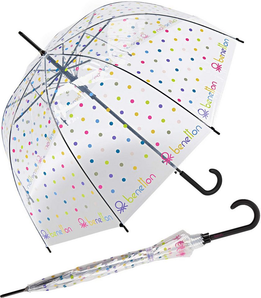 United Colors of Benetton Stockregenschirm Glockenschirm mit Automatik transparent-farbig, bedruckt mit bunten Punkten - Signature Dot United Colors of Benetton Stockregenschirm Glockenschirm mit Automatik transparent-farbig, bedruckt mit bunten Punkten - Signature Dot von United Colors of Benetton