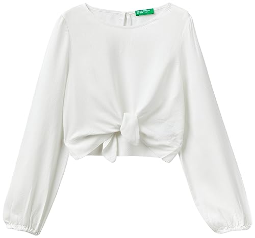 United Colors of Benetton Mädchen Bluse 5fbkcq01o Hemd, Bianco Panna 074, 140 cm von United Colors of Benetton