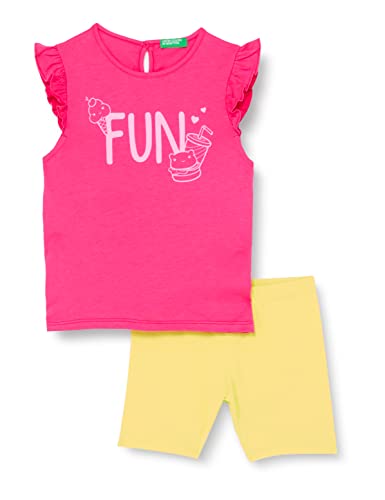 United Colors of Benetton Mädchen COMP(T-Shirt+Short) 3096GK004 Hose, 249-GIALLO Fucsia, 62 von United Colors of Benetton