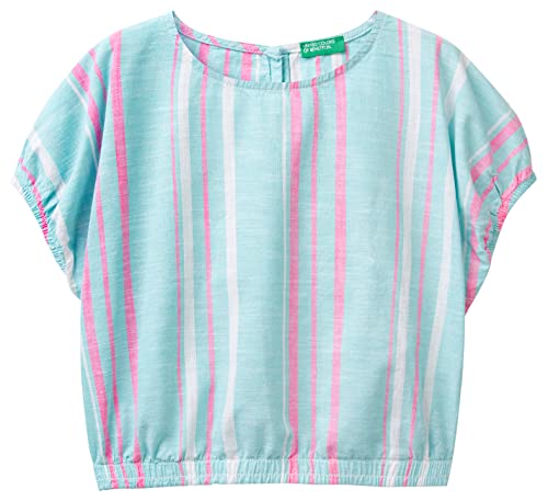 United Colors of Benetton Mädchen Camicia 5JKCCQ01I Bluse, Turchese Fantasia a Righe 901, S von United Colors of Benetton