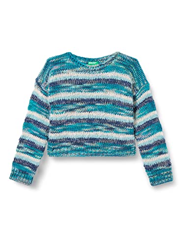 United Colors of Benetton Mädchen G/C M/L 118EQ102J LANGÄRMLIGER Pullover MIT Rundhalsausschnitt, Mehrfarbige Blaue Basis 76R, 122 von United Colors of Benetton