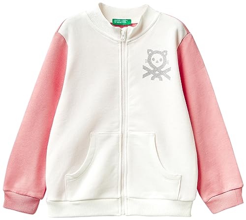 United Colors of Benetton Mädchen Giacca M/L 3J70G5020 Sweatshirt, Bianco e Rosa 901, 82 von United Colors of Benetton