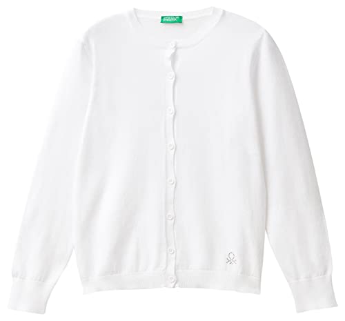 United Colors of Benetton Mädchen Maglia COREANA M/L 1194C5450 Cardigan Sweater, Bianco Ottico 101, M von United Colors of Benetton