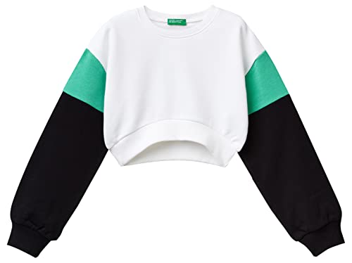 United Colors of Benetton Mädchen Maglia G/C M/L 3J68C10AR Sweatshirt, Bianco Ottico 101, S von United Colors of Benetton